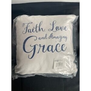 NWT Amazing Grace Faith Love Inspirational 12x12 Square Pillow Decorative Accent